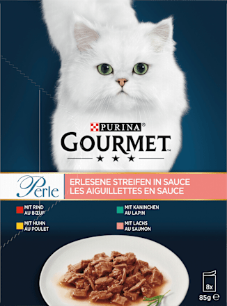 Nat kattenvoer met rund, kip, konijn &amp; zalm, Perle - exquisite strips, multipack (8 x 85 g), 680 g