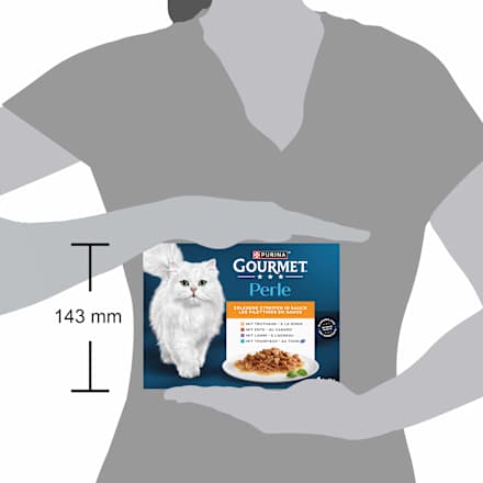 Nat kattenvoer, kalkoen, eend, lam, tonijn, parel - select strips in saus, multipack (8 x 85 g), 680 g