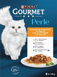 Nat kattenvoer, kalkoen, eend, lam, tonijn, parel - select strips in saus, multipack (8 x 85 g), 680 g