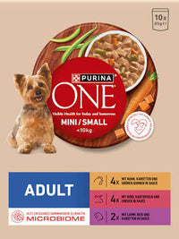 Nat hondenvoer met kip, rund, kalkoen en lam, mini voor kleine rassen, multipack (10 x 85 g), 850 g