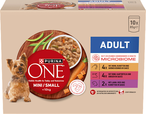 Nat hondenvoer met kip, rund, kalkoen en lam, mini voor kleine rassen, multipack (10 x 85 g), 850 g