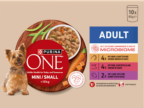 Nat hondenvoer met kip, rund, kalkoen en lam, mini voor kleine rassen, multipack (10 x 85 g), 850 g
