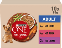 Nat hondenvoer met kip, rund, kalkoen en lam, mini voor kleine rassen, multipack (10 x 85 g), 850 g