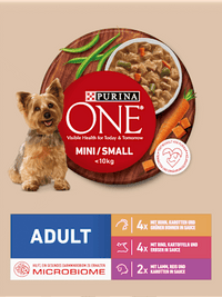Nat hondenvoer met kip, rund, kalkoen en lam, mini voor kleine rassen, multipack (10 x 85 g), 850 g