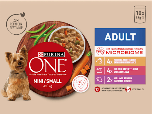 Nat hondenvoer met kip, rund, kalkoen en lam, mini voor kleine rassen, multipack (10 x 85 g), 850 g