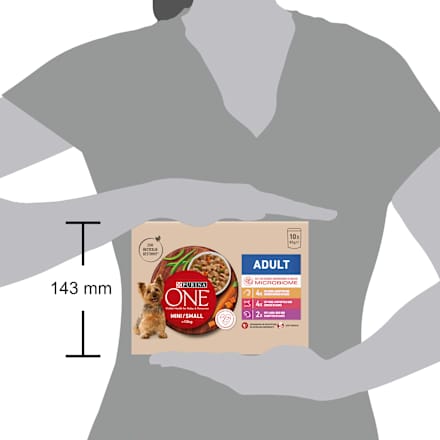 Nat hondenvoer met kip, rund, kalkoen en lam, mini voor kleine rassen, multipack (10 x 85 g), 850 g