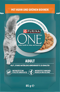 Nassfutter Katze mit Huhn & grünen Bohnen in Soße, 85 g