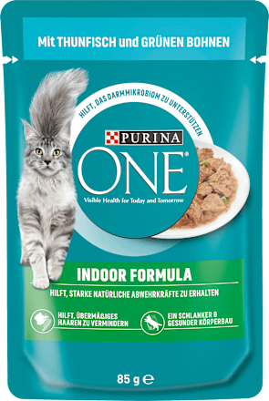 Nat kattenvoer met tonijn en sperziebonen in saus, formule voor binnen, 85 g