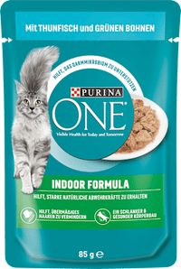 Nat kattenvoer met tonijn en sperziebonen in saus, formule voor binnen, 85 g