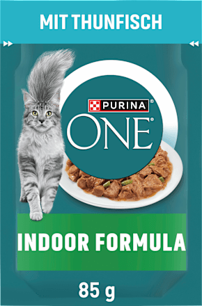 Nassfutter Katze mit Thunfisch & grünen Bohnen in Soße, indoor formula, 85 g