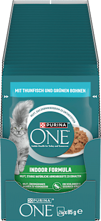 Nassfutter Katze mit Thunfisch & grünen Bohnen in Soße, indoor formula, 85 g