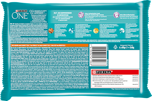 Nassfutter Katze Sensitive mit Huhn & Karotten, Multipack (4x85 g), 340 g PURINA ONE