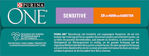 Natvoer voor katten Sensitive met kip en wortelen, multipack (8 x 85 g), 680 g