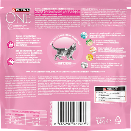 Droog kattenvoer Kitten met Kip, Junior, 1,4 kg