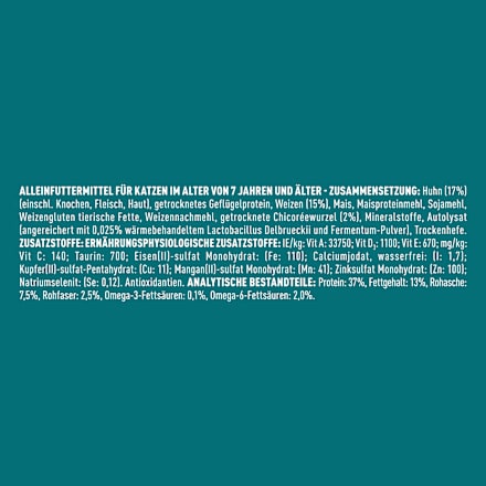 Droog kattenvoer met kip, senior, 1,4 kg