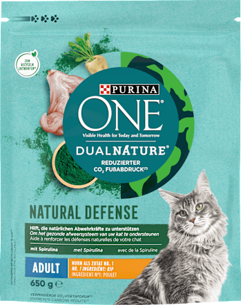 Droog kattenvoer met kip &amp; spirulina, dual nature natuurlijke verdediging, 650 g