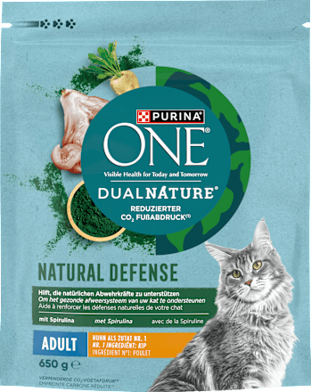 Droog kattenvoer met kip &amp; spirulina, dual nature natuurlijke verdediging, 650 g