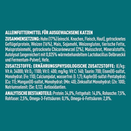 Droog kattenvoer met kip en volkoren granen, volwassen, 2,8 kg