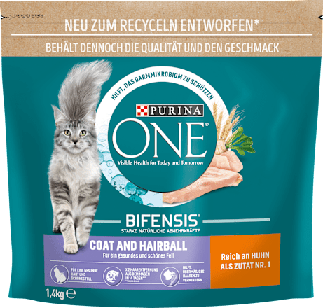 Droog kattenvoer met kip en volkoren granen, Vacht &amp; Haarbal, Volwassen, 1,4 kg