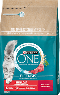 Droog kattenvoer met rundvlees en tarwe, Sterilcat, Adult, 2,8 kg