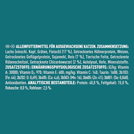 Trockenfutter Katze reich an Lachs, high protein, 650 g