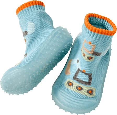 Abenteuer Socken mit Bagger-Motiv, blau, Gr. 19/20, 1 St
