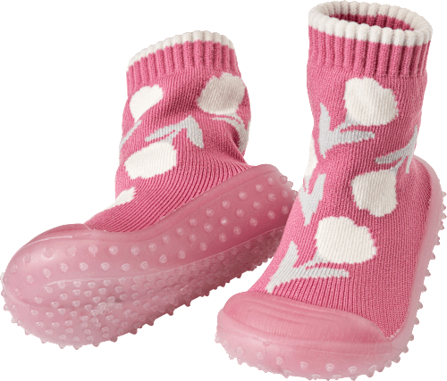 Abenteuer Socken mit Blumen-Muster, rosa, Gr. 23/24, 1 St PUSBLU