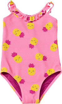 Badeanzug mit Ananas-Muster, rosa, Gr. 110/116, 1 St