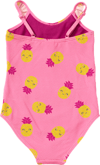 Badeanzug mit Ananas-Muster, rosa, Gr. 110/116, 1 St