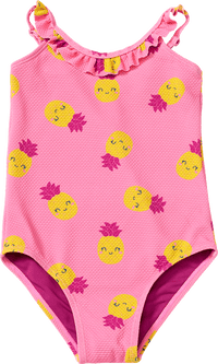 PUSBLU Badeanzug mit Ananas-Muster, rosa, Gr. 98/104, 1 St