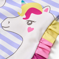 PUSBLU Badeanzug mit Einhorn-Motiv & Rüschen, lila, Gr. 86/92, 1 St