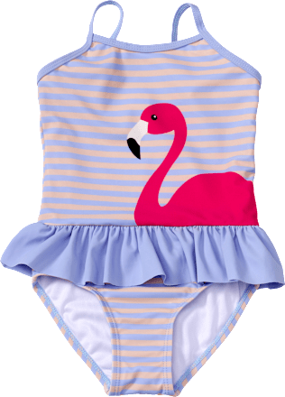 Badeanzug mit Flamingo-Motiv, lila, Gr. 122/128, 1 St