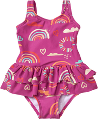 Badeanzug mit Regenbogen-Muster, lila, Gr. 86/92, 1 St PUSBLU