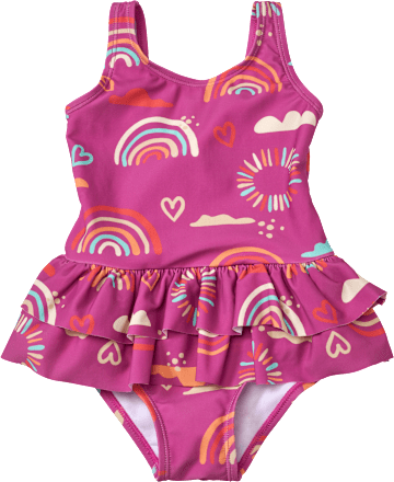 Badeanzug mit Regenbogen-Muster, lila, Gr. 86/92, 1 St PUSBLU