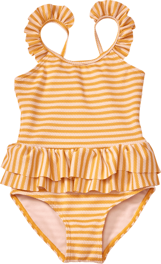 Maillot de bain PUSBLU à volants, jaune, t. 110/116, 1 pce