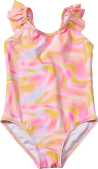 Badeanzug mit Rüschen, rosa, Gr. 110/116, 1 St
