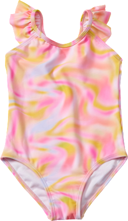 Badeanzug mit Rüschen, rosa, Gr. 122/128, 1 St