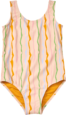 Badeanzug mit Wellen-Muster, beige, Gr. 122/128, 1 St