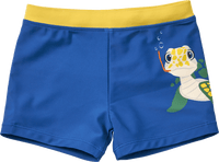 Badehose mit Schildkröten-Motiv, blau + gelb, Gr. 122/128, 1 St