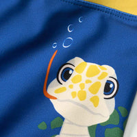 Badehose mit Schildkröten-Motiv, blau + gelb, Gr. 98/104, 1 St