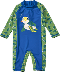 PUSBLU Badeoverall mit Schildkröten-Motiv, blau + grün, Gr. 74/80, 1 St