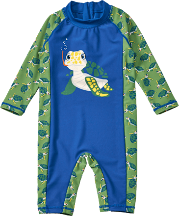 Badeoverall mit Schildkröten-Motiv, blau + grün, Gr. 98/104, 1 St