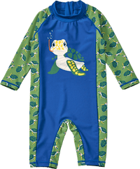 Badeoverall mit Schildkröten-Motiv, blau + grün, Gr. 98/104, 1 St
