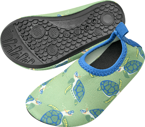 Badeschuhe mit Schildkröten-Muster, grün + blau, Gr. 23/24, 1 St