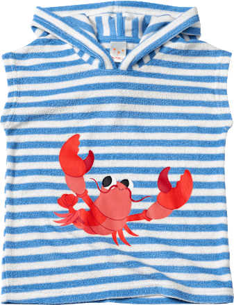 Badeshirt aus Frottee mit Flusskrebs-Motiv, blau & rot, Gr. 110/116 PUSBLU
