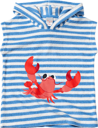 Badeshirt aus Frottee mit Flusskrebs-Motiv, blau & rot, Gr. 110/116 PUSBLU