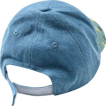 Basecap aus Denim mit Dino-Muster, blau + grün, Gr. 52/53, 1 St