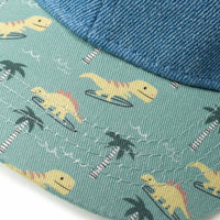 PUSBLU Basecap aus Denim mit Dino-Muster, blau + grün, Gr. 54/55, 1 St
