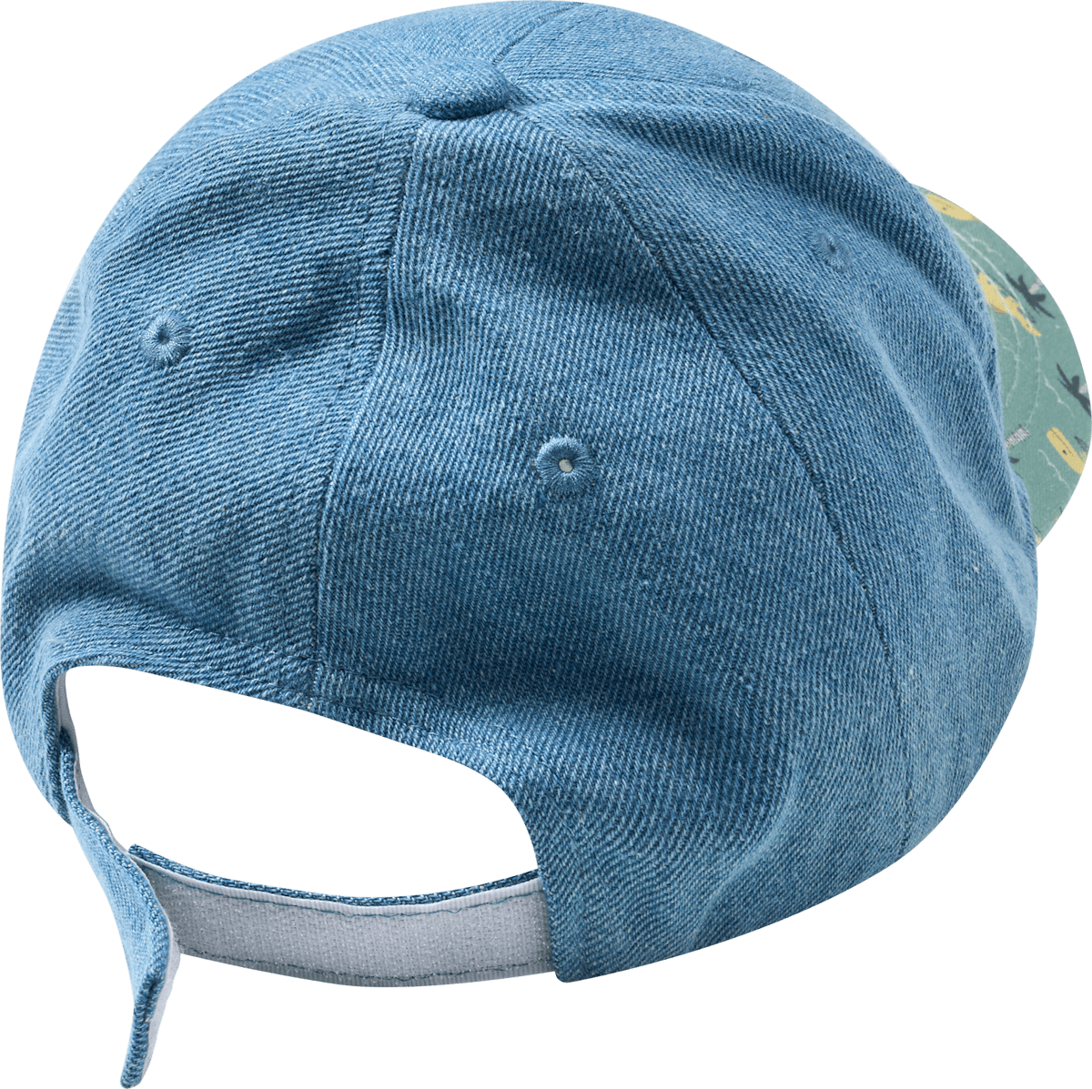 PUSBLU Basecap aus Denim mit Dino-Muster, blau + grün, Gr. 54/55, 1 St