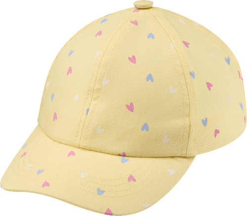 Basecap mit Herz-Muster, gelb, Gr. 54/55, 1 St